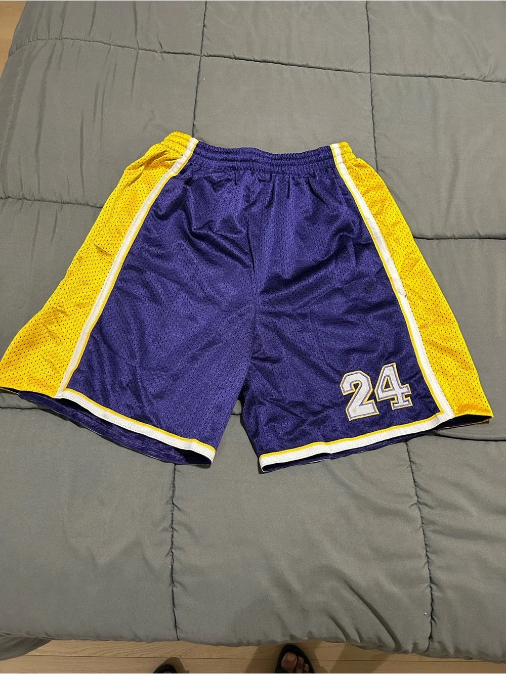 Los Angeles #24 Purple and Yellow Basketball Jersey and Shorts Set. READ
